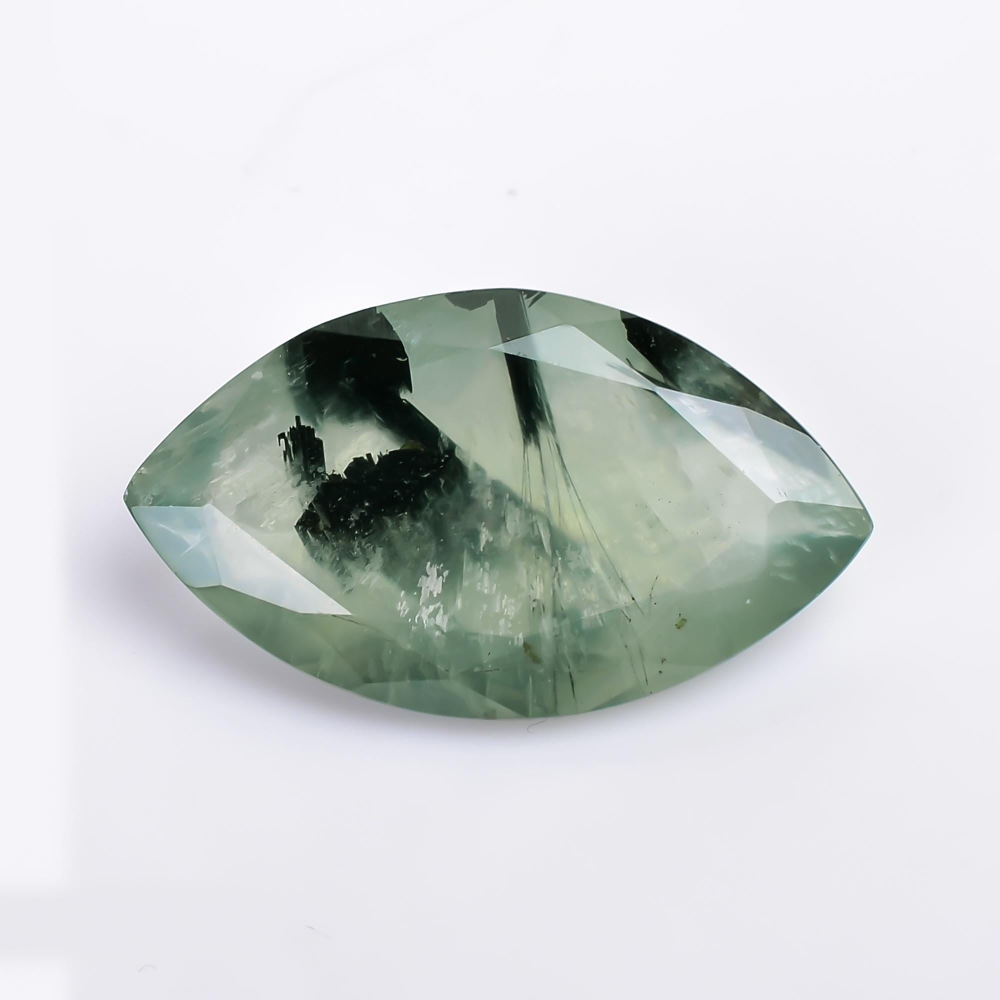 prehnite with epidote natural marquise shape cut stone loose gemstone